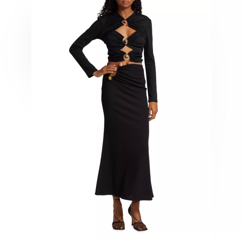 CHRISTOPHER ESBER Embellished Multi Oribt Cut-Out Crop Top (CROP TOP ONLY)